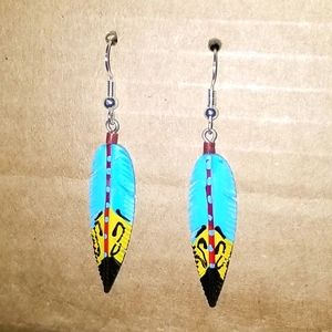 Painted Feather Earrings